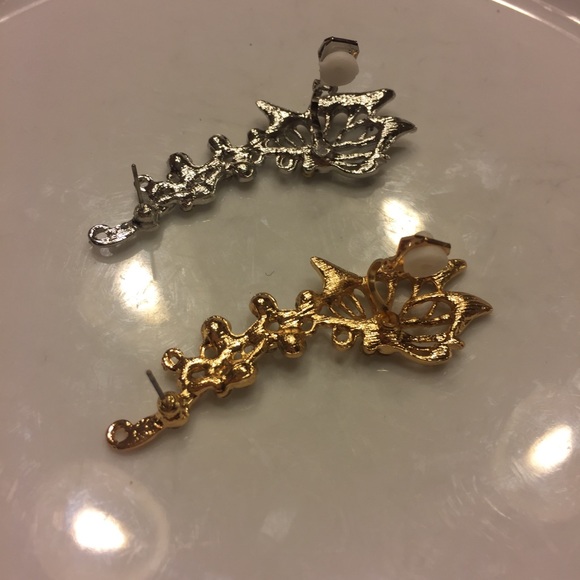 🦋 Lovely metallic rhinestones Butterfly left ear cuff jacket in gold of silver - Picture 4 of 6